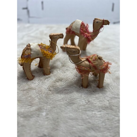 Handcrafted Camel Figurines With Colorful Fringe Decor set of 3 - Picture 10 of 12